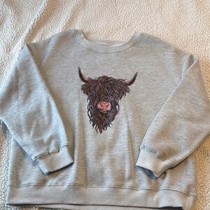 Gray Sweatshirt with Bull Design